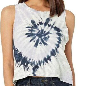 Lucky Brand Blue Green Purple Tie Dye Cotton Cropped Muscle Tank S